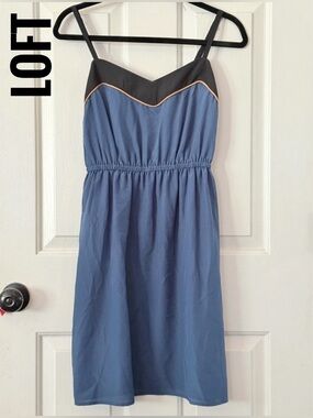 LOFT Blue Sundress with Black Trim